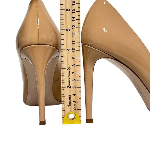 Stuart Weitzman Power 100 Pump Heels Patent Leather Adobe Beige 9.5 - Picture 5 of 11